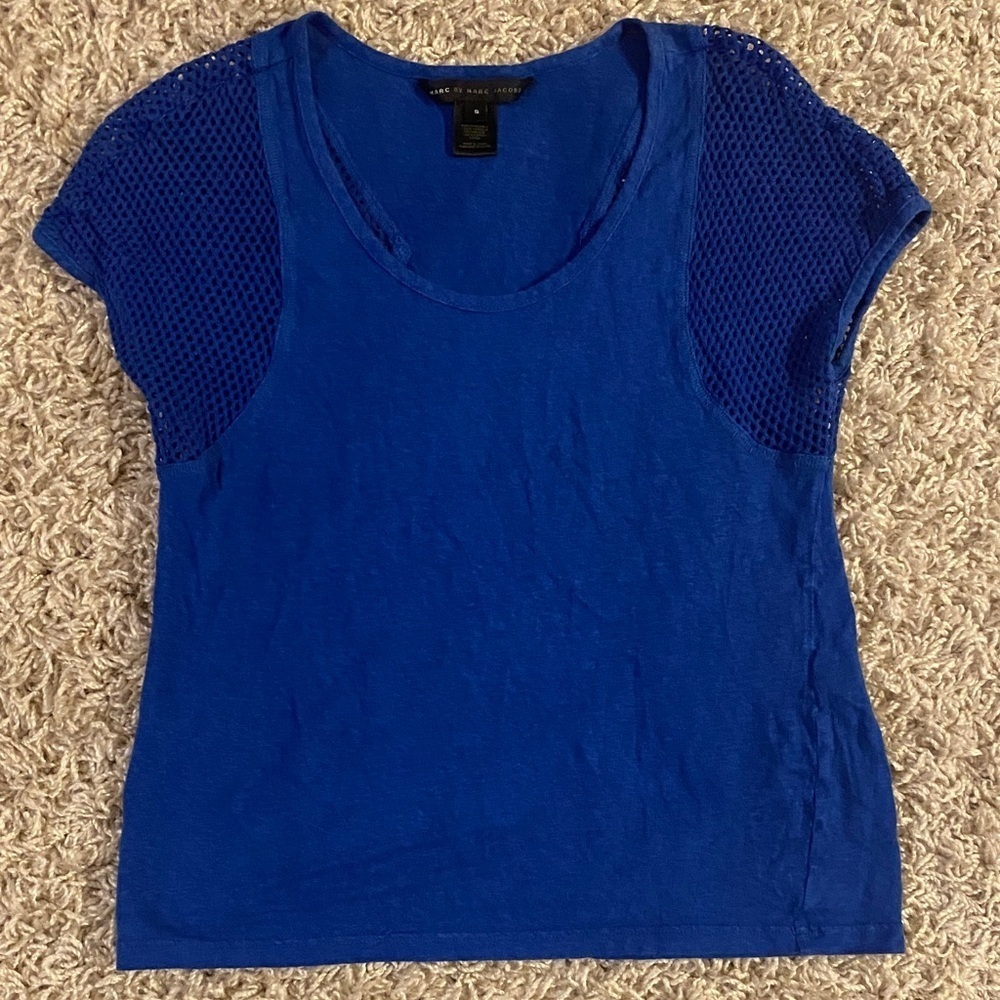 Marc By Marc Jacobs Royal Blue Mesh Sleeve Tee size S